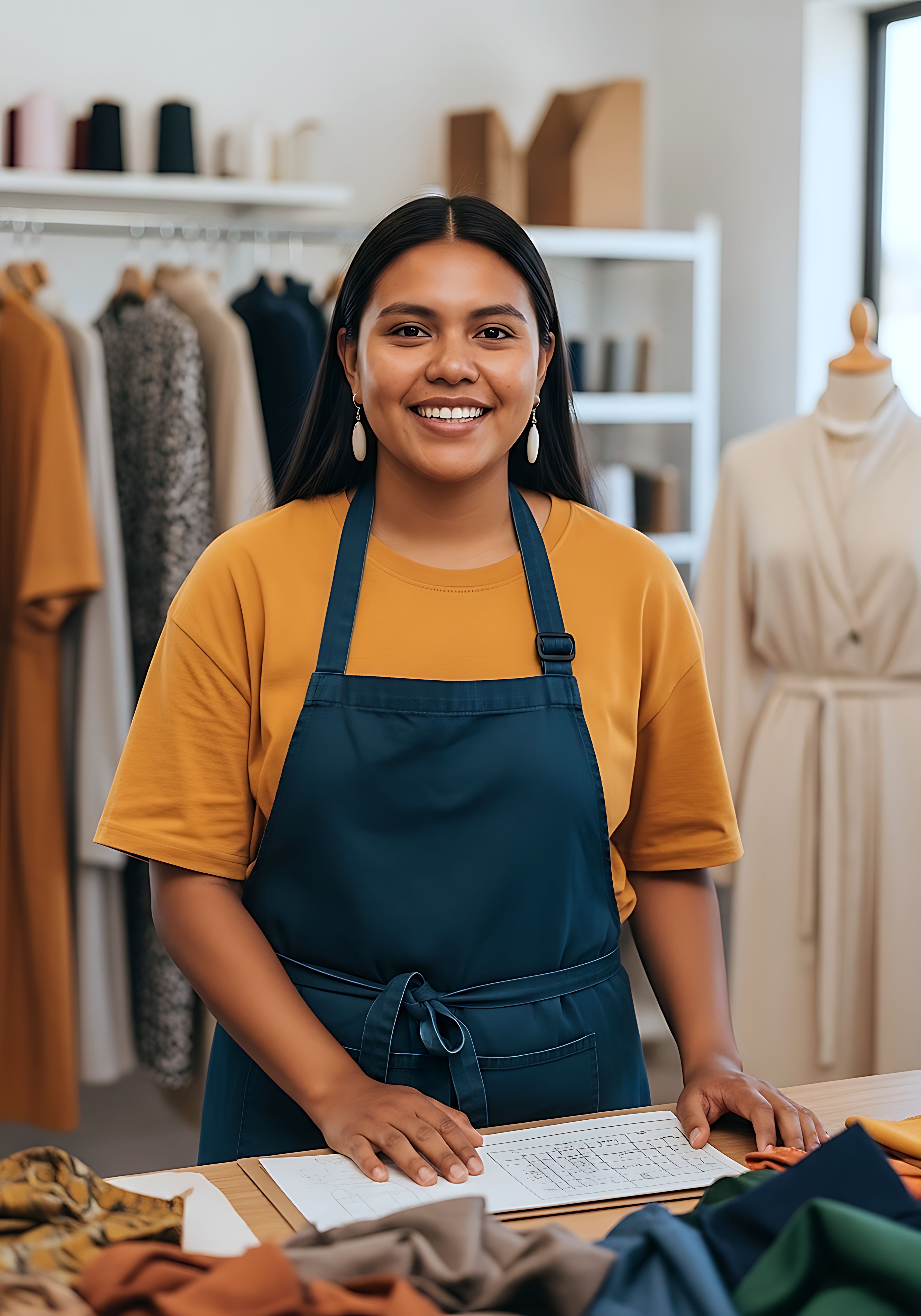 Profissional de varejo sorrindo em loja